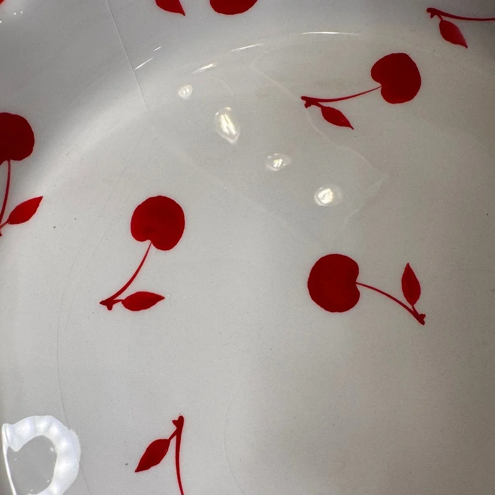 Cherries Jubilee Pie Baking Dish Scalloped Retro Cottagecore Cherry Baker 10